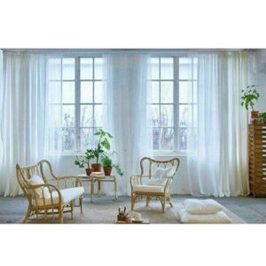 IKEA 901.119.80 Lill‎ Sheer 4 Panels 98 X 110 in Curtain  White NWOT Open Box